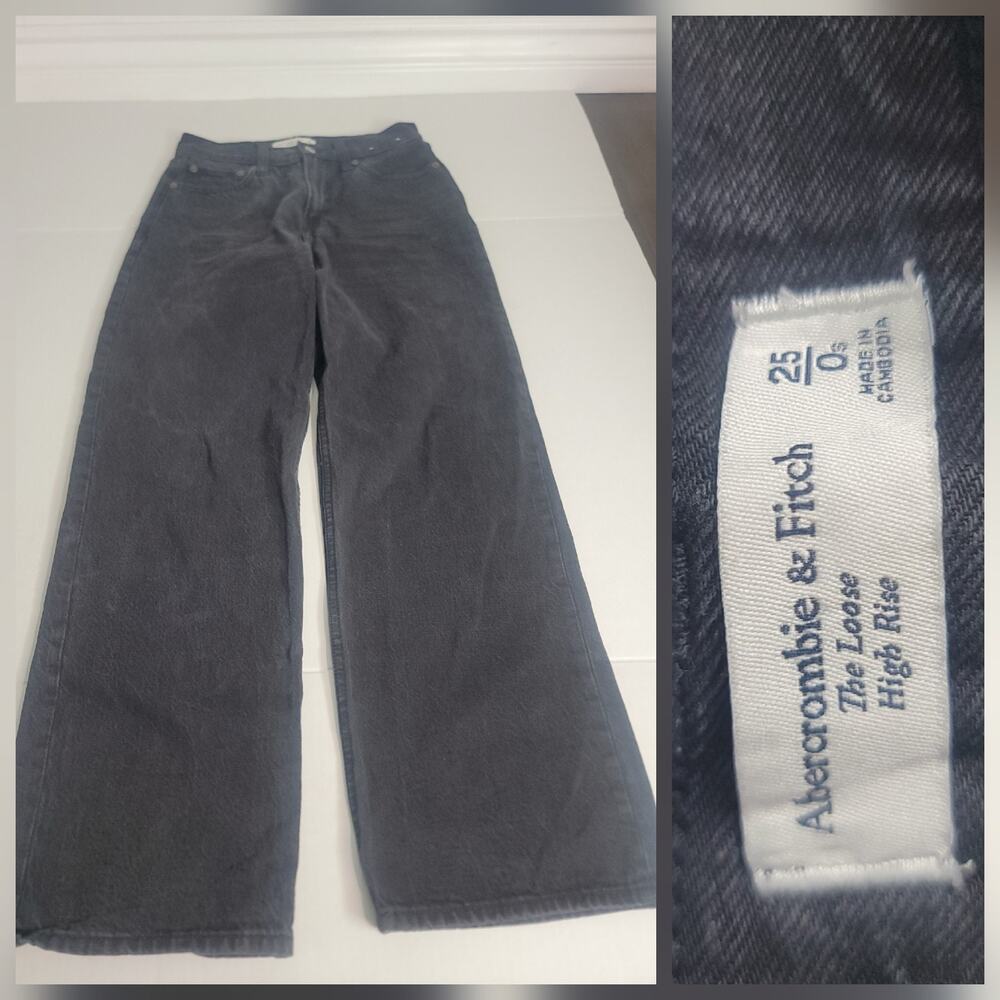 Abercrombie & Fitch Jeans Womens SZ 25s "The Loose" High Rise Charcoal Drapey
